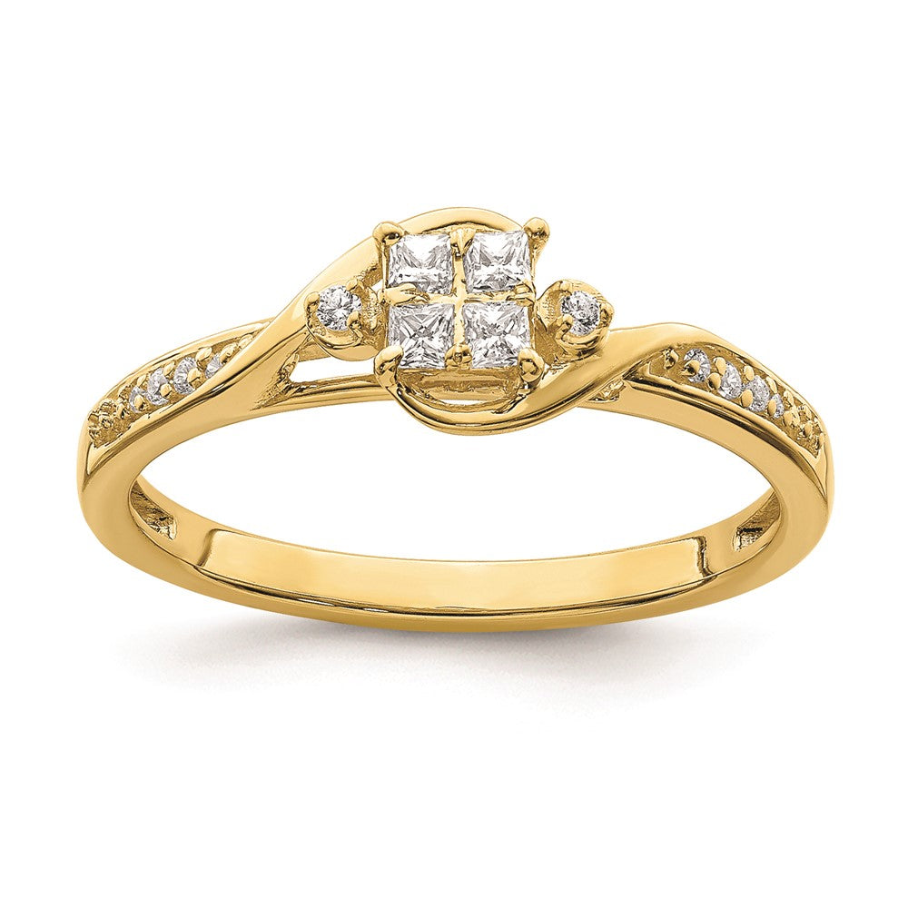 Verlobungsring aus 10K Gelbgold mit echten Diamanten