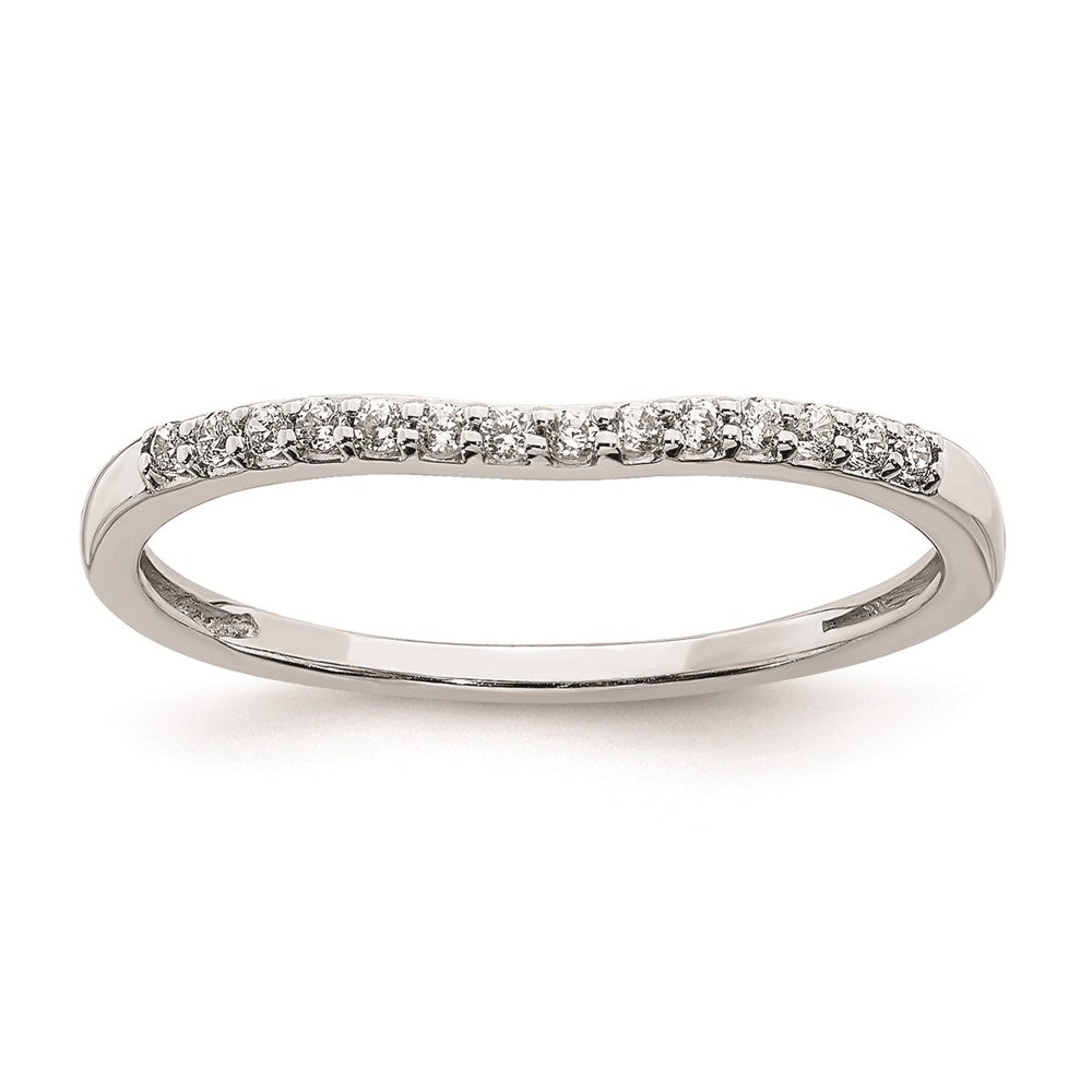 14K Weißgold Ring mit konturiertem echtem Diamant