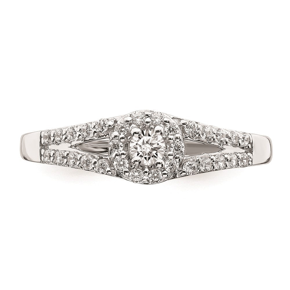 14K Weißgold Verlobungsring mit echten Diamanten