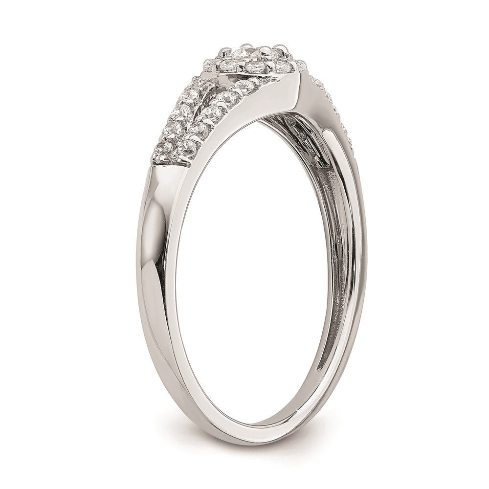 14K Weißgold Verlobungsring mit echten Diamanten