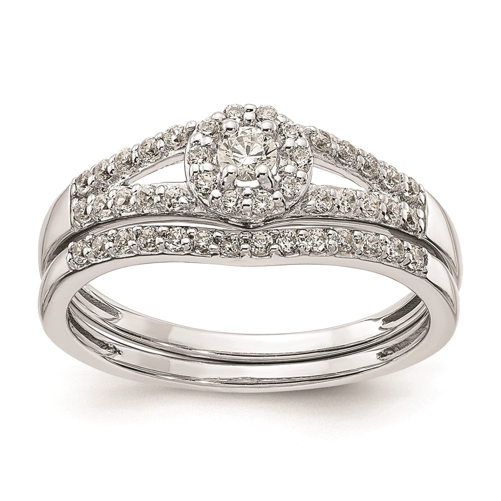 14K Weißgold Verlobungsring mit echten Diamanten