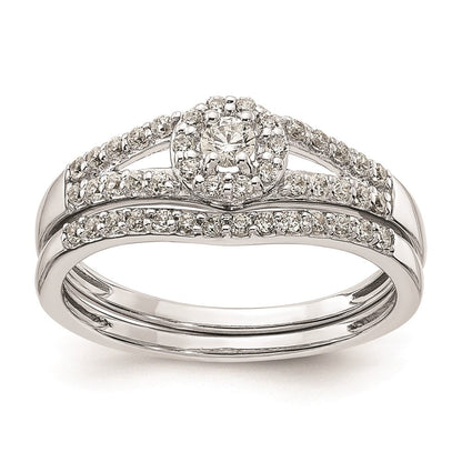 14K Weißgold Verlobungsring mit echten Diamanten