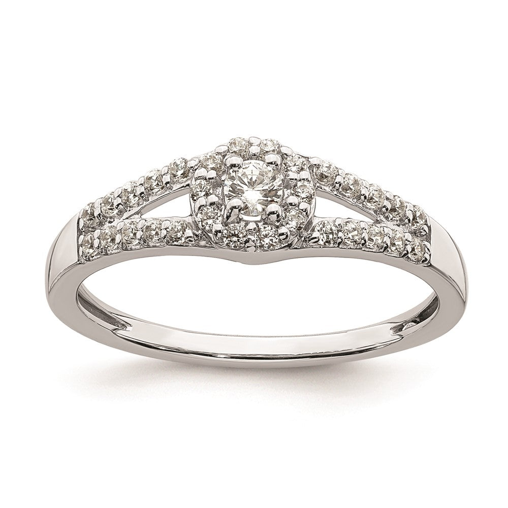 14K Weißgold Verlobungsring mit echten Diamanten