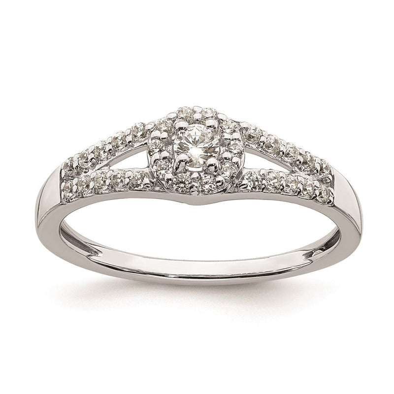 14K Weißgold Verlobungsring mit echten Diamanten