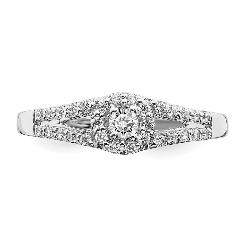 10K Weißgold Verlobungsring mit rundem Laborgezüchtetem Diamanten, 0,33 ct., VS/SI+ G+, in Halo-Fassung