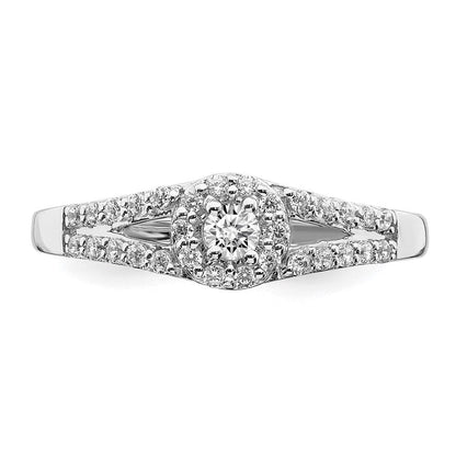10K Weißgold Verlobungsring mit rundem Laborgezüchtetem Diamanten, 0,33 ct., VS/SI+ G+, in Halo-Fassung