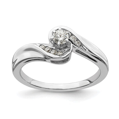 14K Weißgold Verlobungsring mit im Labor gezüchteten Diamanten, VS/SI+ G+, By-Pass-Design