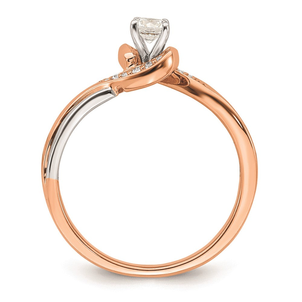 14K Weiß- und Roségold Verlobungsring mit echten Diamanten, komplett