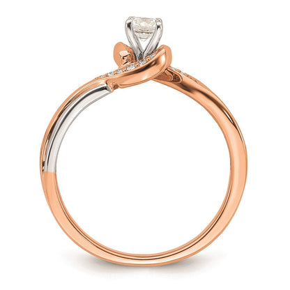 14K Weiß- und Roségold Verlobungsring mit echten Diamanten, komplett