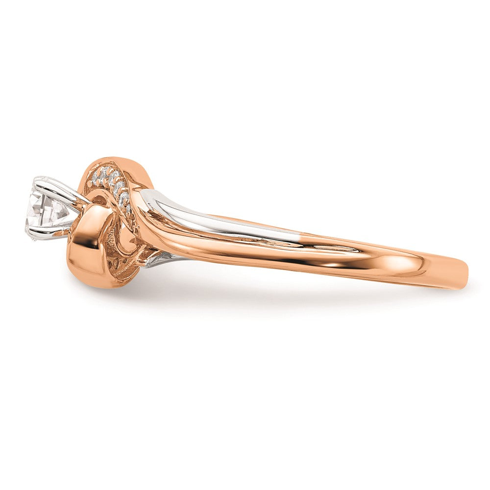 14K Weiß- und Roségold Verlobungsring mit echten Diamanten, komplett