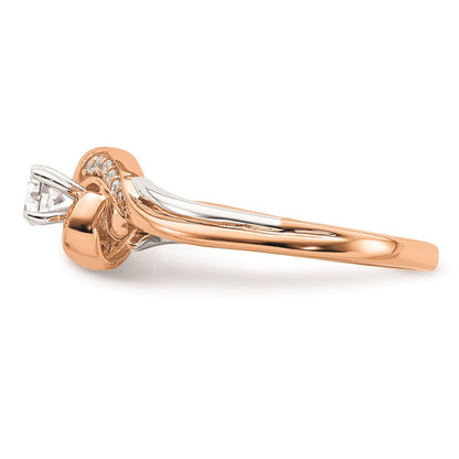 14K Weiß- und Roségold Verlobungsring mit echten Diamanten, komplett