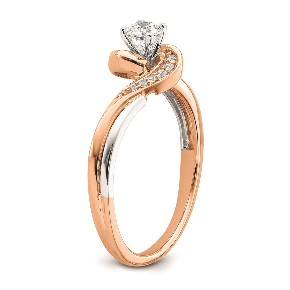14K Weiß- und Roségold Verlobungsring mit echten Diamanten, komplett