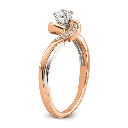 14K Weiß- und Roségold Verlobungsring mit echten Diamanten, komplett
