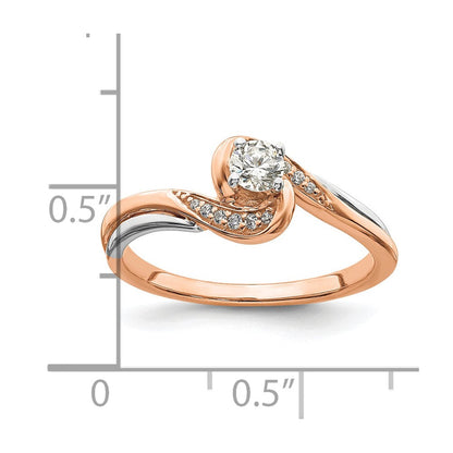 14K Weiß- und Roségold Verlobungsring mit echten Diamanten, komplett