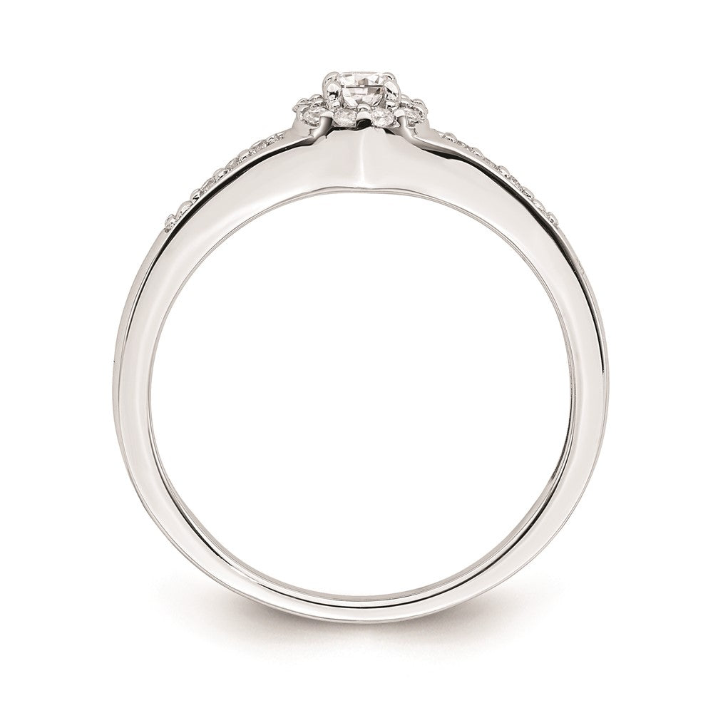 14K Weißgold Diamant-Cluster-Verlobungsring mit echten Diamanten