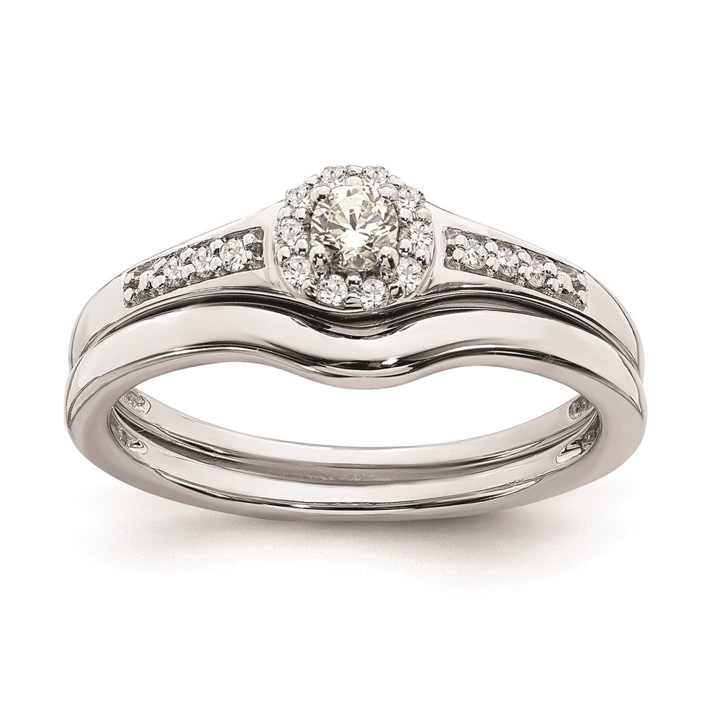 14K Weißgold Diamant-Cluster-Verlobungsring mit echten Diamanten