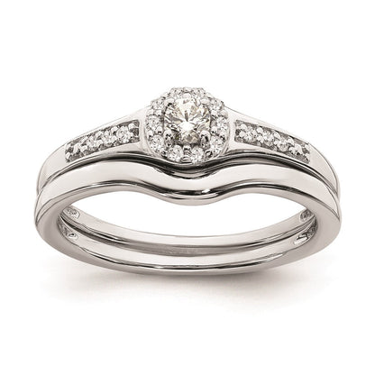 14K Weißgold Diamant-Cluster-Verlobungsring mit echten Diamanten