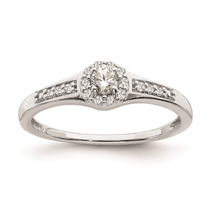 14K Weißgold Diamant-Cluster-Verlobungsring mit echten Diamanten