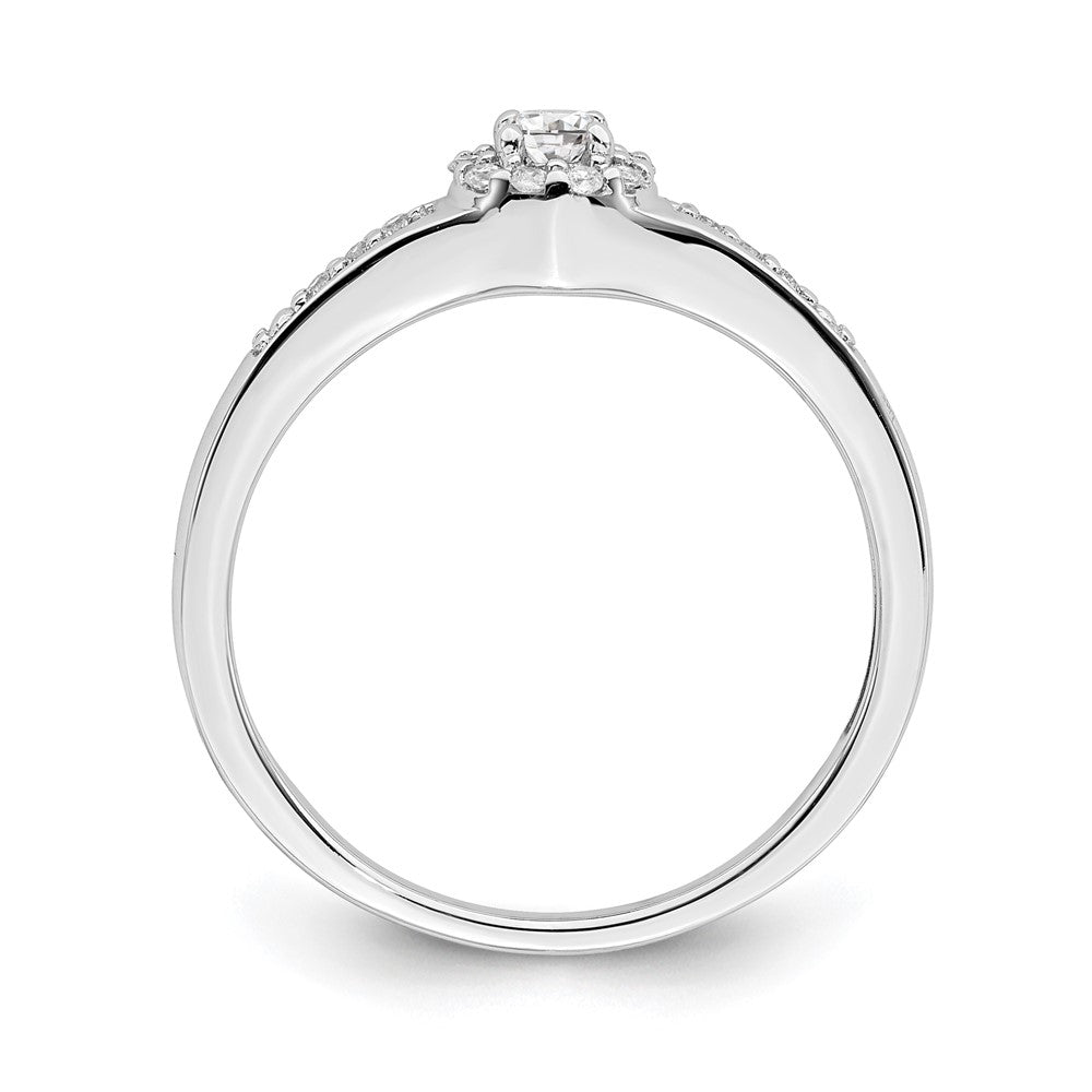 10K Weißgold Verlobungsring mit 0,2 ct. Laborgezüchteten Diamanten VS/SI+ G+ im Cluster-Design