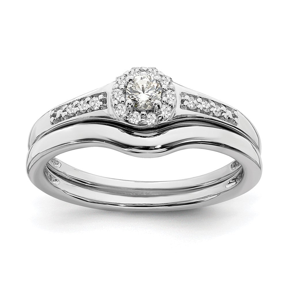 10K Weißgold Verlobungsring mit 0,2 ct. Laborgezüchteten Diamanten VS/SI+ G+ im Cluster-Design