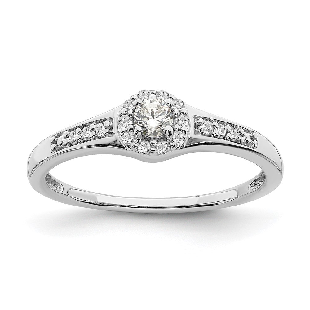 10K Weißgold Verlobungsring mit 0,2 ct. Laborgezüchteten Diamanten VS/SI+ G+ im Cluster-Design