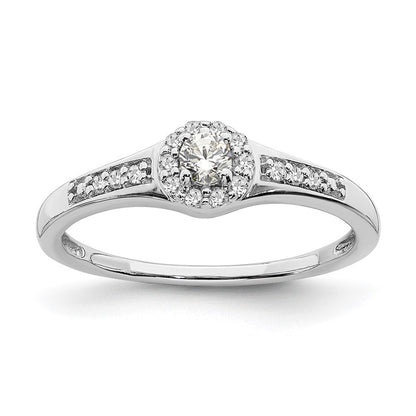 10K Weißgold Verlobungsring mit 0,2 ct. Laborgezüchteten Diamanten VS/SI+ G+ im Cluster-Design