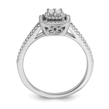 14K Weißgold Verlobungsring mit echten Diamanten im Cluster-Design