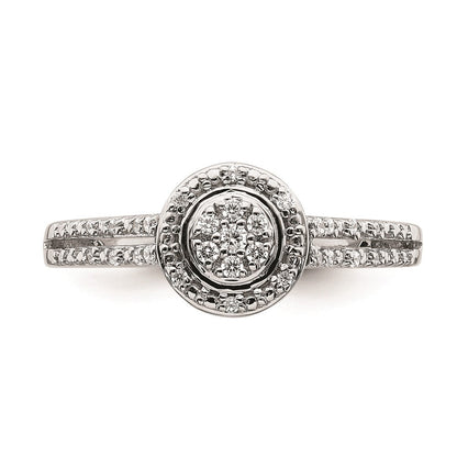 14K Weißgold Verlobungsring mit echten Diamanten im Cluster-Design