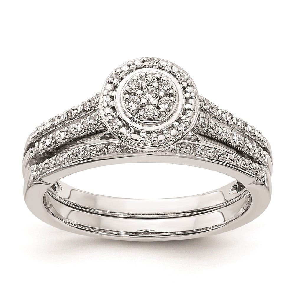 14K Weißgold Verlobungsring mit echten Diamanten im Cluster-Design