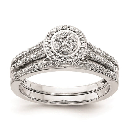 14K Weißgold Verlobungsring mit echten Diamanten im Cluster-Design
