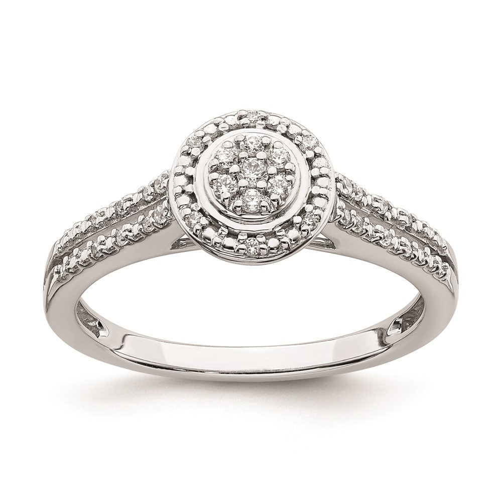 14K Weißgold Verlobungsring mit echten Diamanten im Cluster-Design