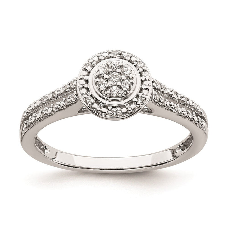 14K Weißgold Verlobungsring mit echten Diamanten im Cluster-Design