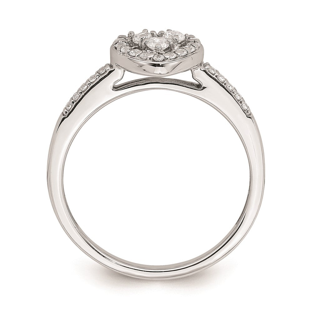 14K Weißgold Verlobungsring mit echtem Diamant-Cluster