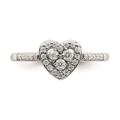 14K Weißgold Verlobungsring mit echtem Diamant-Cluster