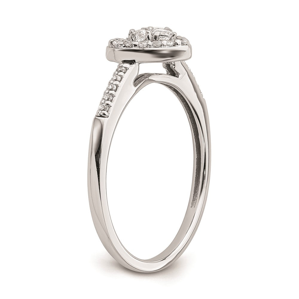 14K Weißgold Verlobungsring mit echtem Diamant-Cluster