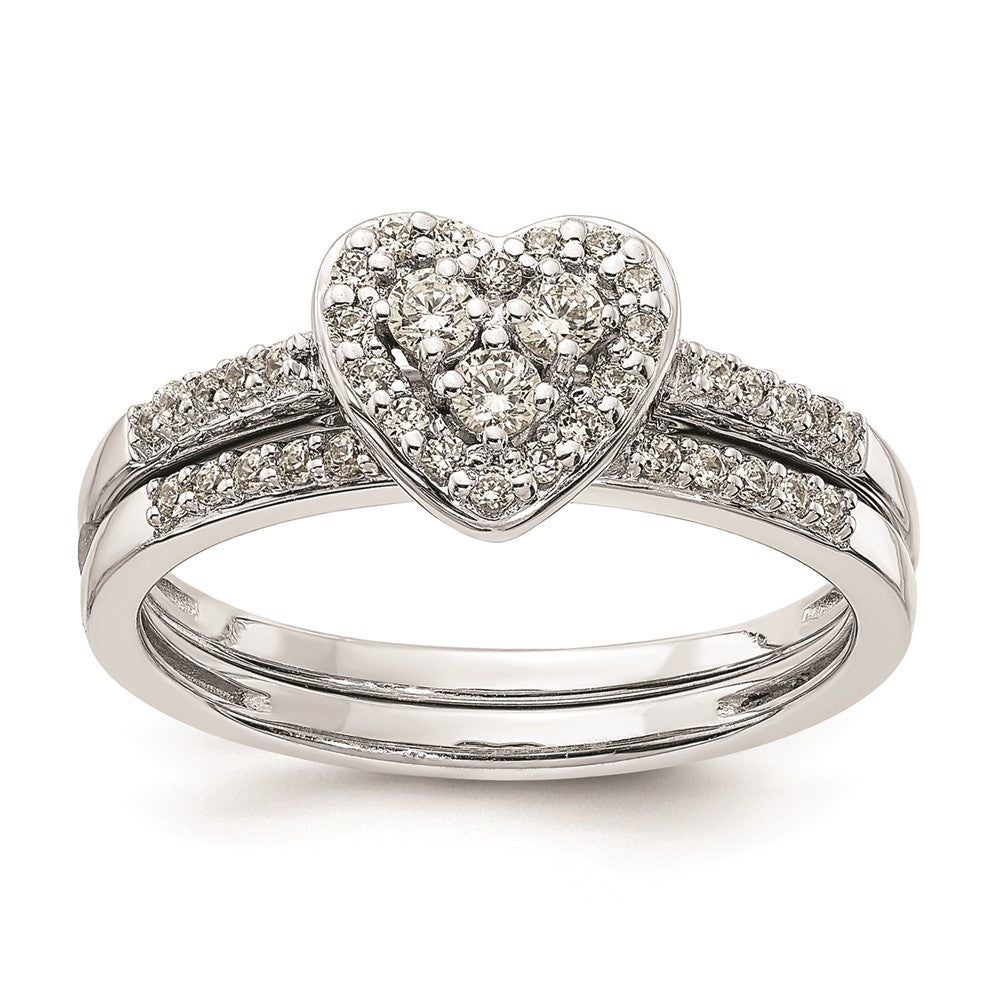 14K Weißgold Verlobungsring mit echtem Diamant-Cluster