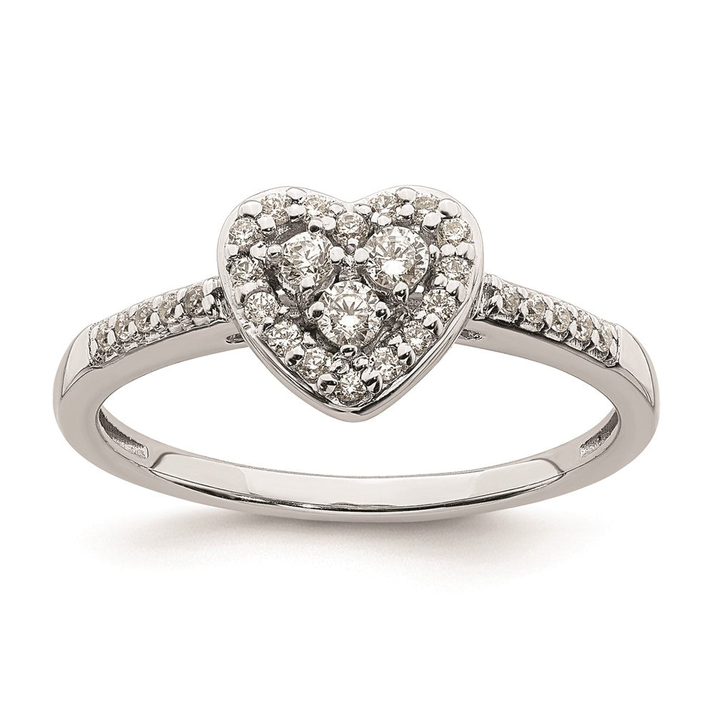 14K Weißgold Verlobungsring mit echtem Diamant-Cluster