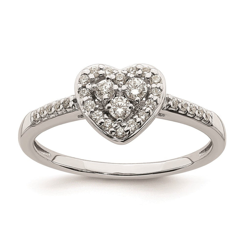 14K Weißgold Verlobungsring mit echtem Diamant-Cluster