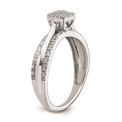 14K Weißgold Diamant-Cluster-Verlobungsring mit echten Diamanten