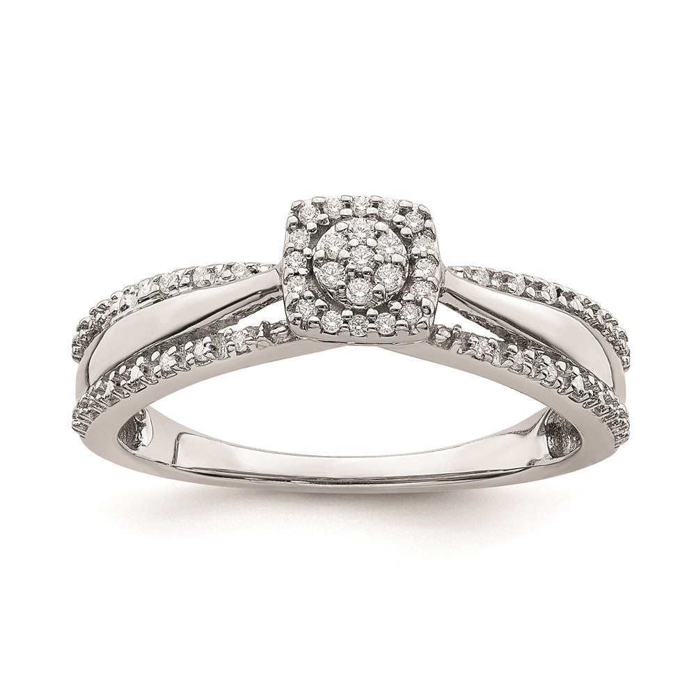 14K Weißgold Diamant-Cluster-Verlobungsring mit echten Diamanten