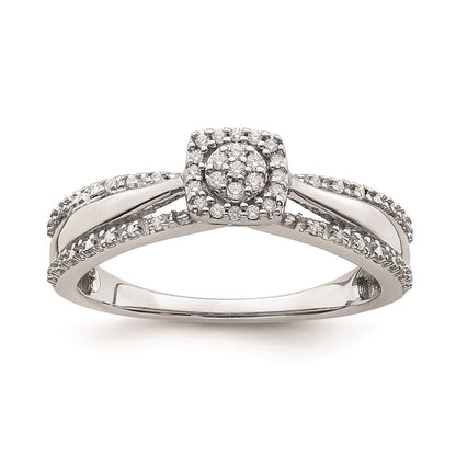 14K Weißgold Diamant-Cluster-Verlobungsring mit echten Diamanten