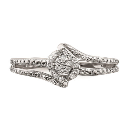 14K Weißgold Verlobungsring mit Diamant-Cluster (echte Diamanten)