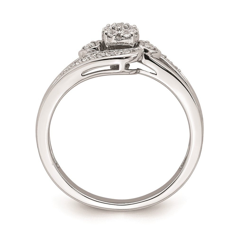 14K Weißgold Verlobungsring mit Diamant-Cluster (echte Diamanten)