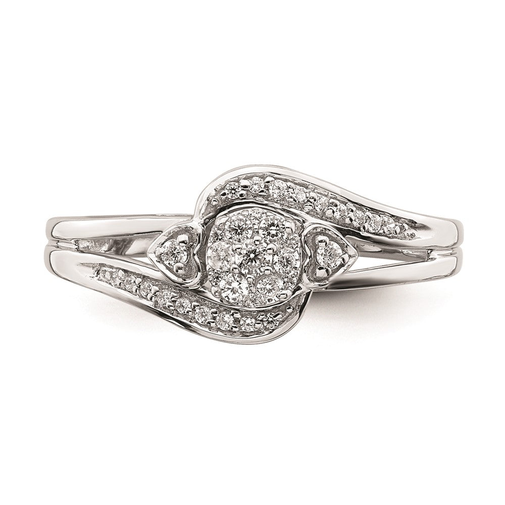 14K Weißgold Verlobungsring mit Diamant-Cluster (echte Diamanten)