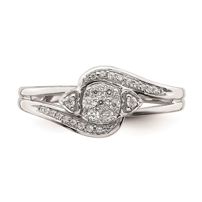 14K Weißgold Verlobungsring mit Diamant-Cluster (echte Diamanten)