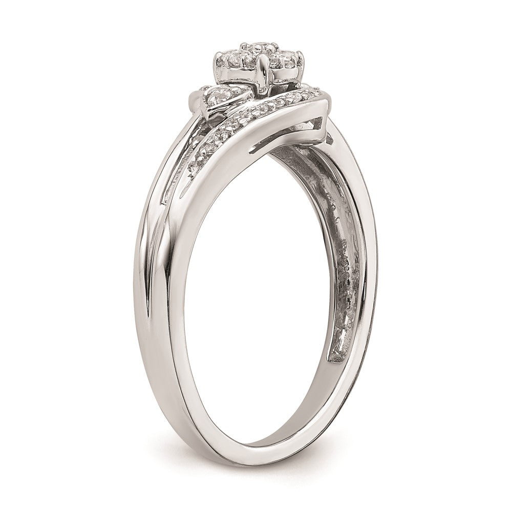 14K Weißgold Verlobungsring mit Diamant-Cluster (echte Diamanten)