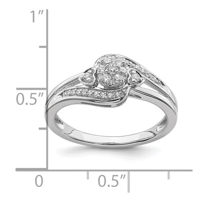 14K Weißgold Verlobungsring mit Diamant-Cluster (echte Diamanten)