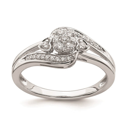 14K Weißgold Verlobungsring mit Diamant-Cluster (echte Diamanten)