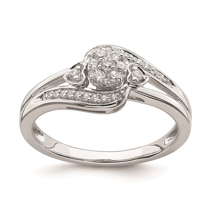 14K Weißgold Verlobungsring mit Diamant-Cluster (echte Diamanten)