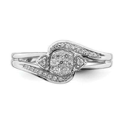 10K Weißgold Verlobungsring mit 0,2 ct. im Labor gezüchteten Diamanten VS/SI+ G+, komplettes Cluster-Design
